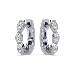 Dainty 18K White Gold Hoop Earrings Accented with Diamonds