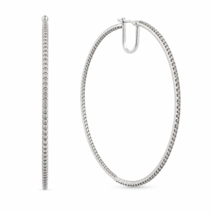 Diamond Inside Out Hoops Earrings in 14K White Gold 2.67 Carat TW