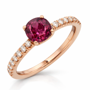Rhodolite Garnet and Diamond Ring in 14K Rose Gold