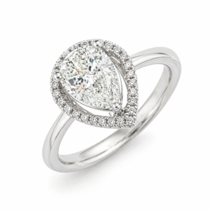 Brilliant Pear Shape 1.00 Carat Canadian Diamond Halo Ring in 14K White Gold | 1.25 Carat TW
