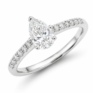 De Beers Forevermark Pear Cut Diamond Engagement Ring in 18K White Gold