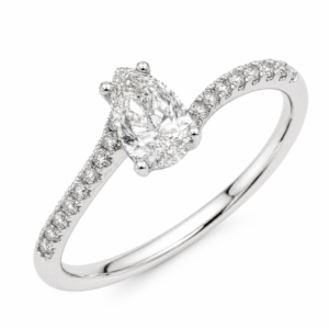 Pear Shape De Beers Forevermark Diamond Engagement Ring in 18K White Gold