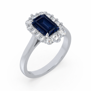 Blue Sapphire 1.70 Carat and Canadian Diamond Halo Ring in White Gold - Payment Link