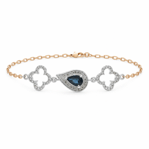 Blue Sapphire and Canadian Diamond Motif Bracelet in Yellow and White Gold