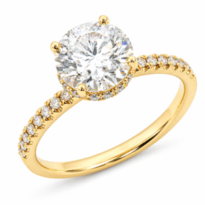 GIA Diamond 1.84 Carat TW Hidden Halo Engagement Ring in 18K Yellow Gold