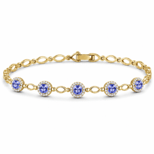 Ceylon Origin Blue Sapphire and Canadian Diamond Bracelet In Yellow Gold