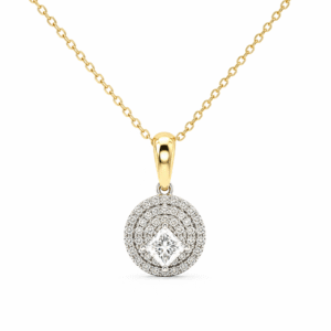 Princess Cut De Beers Forevermark Diamond Pendant in 14K White and Yellow Gold