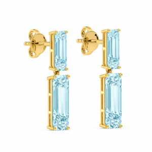 Aquamarine 3.75 Carat TW Drop Stud Earrings in Yellow Gold
