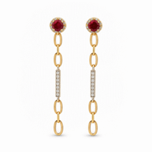 Ruby and Canadian Diamond Stud Earrings With Detachable Jackets in Yellow and White Gold