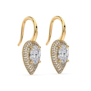 Oval Shaped De Beers Forevermark Diamond Multi Row Halo Earrings in 18K Yellow Gold 2.50 Carat TW