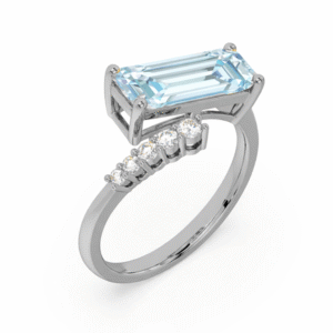Aquamarine and Canadian Diamond Open Ring in White Gold