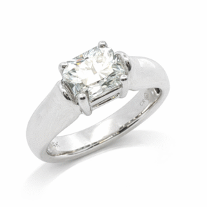 Rectangular Brilliant Cut Polar Bear Diamond Solitaire Engagement Ring in 14K White Gold (IF Clarity, D Color)
