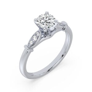 De Beers Forevermark Diamond Engagement Ring with Petal Accents in 18K White Gold