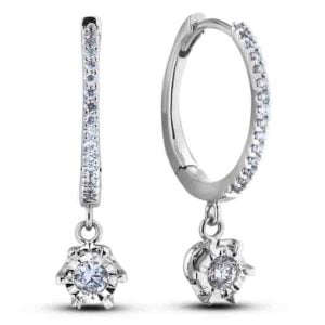 0.41 Carat TW Canadian Diamond Miracle Setting Hoop Earrings in White Gold