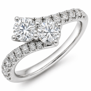 Canadian Diamond You and Me Ring in 18K White Gold 1.33 Carat TW
