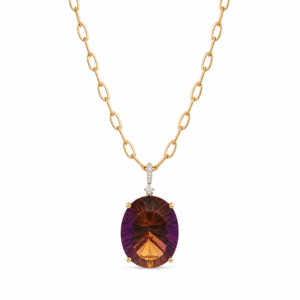 Canadian Diamond and 36.65 Carat Ametrine Pendant in Yellow and White Gold
