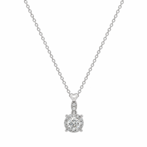 De Beers Forevermark Diamond Halo Drop Pendant in 18K White Gold