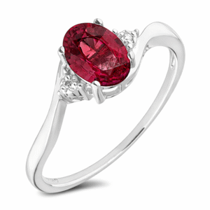 Ruby 1.08 Carat and Canadian Diamond Trilogy Ring in White Gold