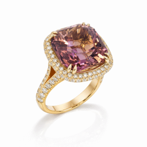 Ametrine 15.09 Carat and 2.06 CTW Diamond Halo Cocktail Ring in 14K Yellow Gold