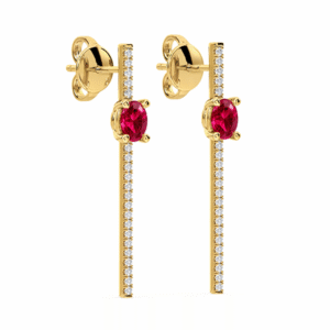 Ruby and Canadian Diamond Drop Earrings in Yellow Gold