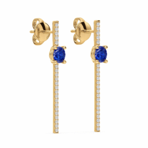 Blue Sapphire 0.98 Carat TW and Canadian Diamond Drop Earrings in Yellow Gold