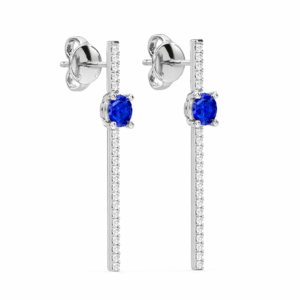 Blue Sapphire 0.92 Carat TW and Canadian Diamond Drop Earrings in White Gold