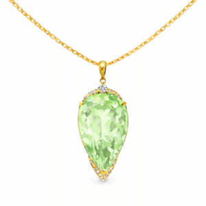 Green Amethyst and De Beers Forevermark Diamond Pendant in 14K Yellow Gold