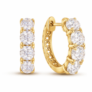GIA 1.64 Carat TW Certified Diamond Hoop Earrings in 14K Yellow Gold