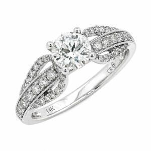 De Beers Forevermark Diamond Split Shank Pave Engagement Ring in 14K White Gold 1.20 Carat TW