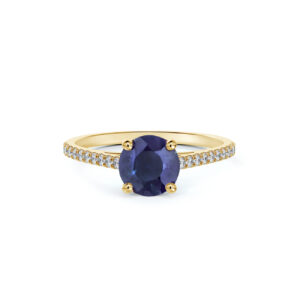 Australian Blue Sapphire and Diamond Ring in 14K Yellow Gold