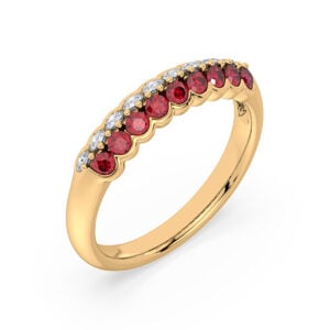 Canadian Diamond and Ruby Double Row Ring in Yellow Gold