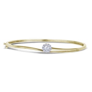 Canadian Diamond Halo Bangle Bracelet in Yellow Gold