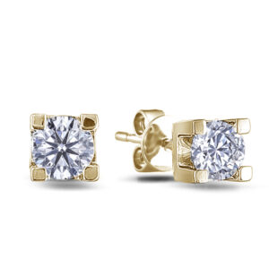 Canadian Diamond Stud Earrings in 14K Yellow Gold