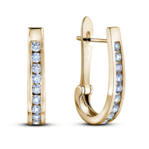 Canadian Diamond Hoop Earrings in Yellow Gold | 0.16 Carat TW