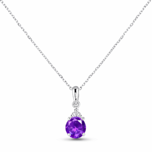 Amethyst 0.90 Carat and Canadian Diamond Pendant in White Gold
