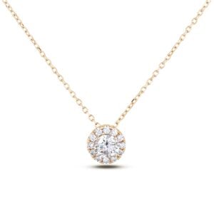 Classic Canadian 0.71 Carat TW Diamond Halo Pendant in 14K Yellow Gold