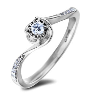 Canadian Diamond Twisted Engagement Ring in White Gold 0.20 Carat TW