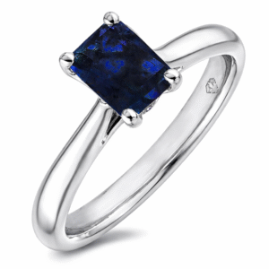 Canadian Diamond and Blue Sapphire 0.97 Carat Ring in 14K White Gold