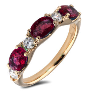 Oval 1.73 Carat TW Garnet and Canadian Diamond Ring in Yellow Gold