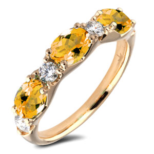 Oval 1.30 Carat TW Citrine and Canadian Diamond Ring in Yellow Gold