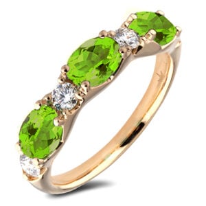 Oval 1.54 Carat TW Peridot and Canadian Diamond Ring in Yellow Gold
