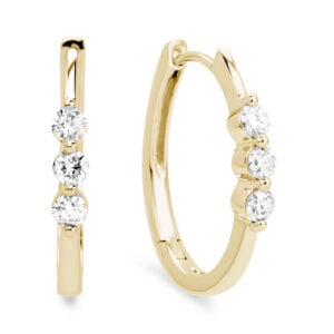 Canadian Diamond Hoop Earrings in Yellow Gold 0.50 Carat TW