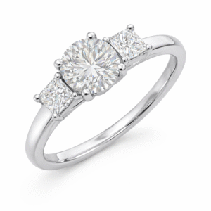 De Beers Forevermark Diamond Three Stone Ring With Hidden Details 18K White Gold 1.13 Carat TW