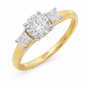 De Beers Forevermark Diamond Three Stone Ring With Hidden Details 18K Yellow Gold 1.13 Carat TW