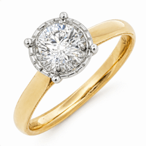 De Beers Forevermark Diamond Engagement Ring With Hidden Detail in 18K Yellow and White Gold