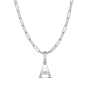 Canadian Diamond Block Letter Initial Pendant in Sterling Silver