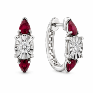 De Beers Forevermark Diamond and Ruby Miracle Set Hoop Earrings in 18K White Gold