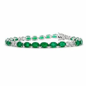 Brazilian Origin Emerald and Diamond Infinity Tennis Bracelet in 18K White Gold