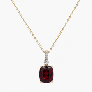 Canadian Diamond and 3.77 Carat Garnet Pendant in Yellow Gold