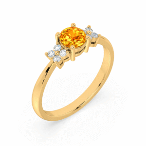 Yellow Sapphire and Canadian Diamond Accent Ring in Yellow Gold